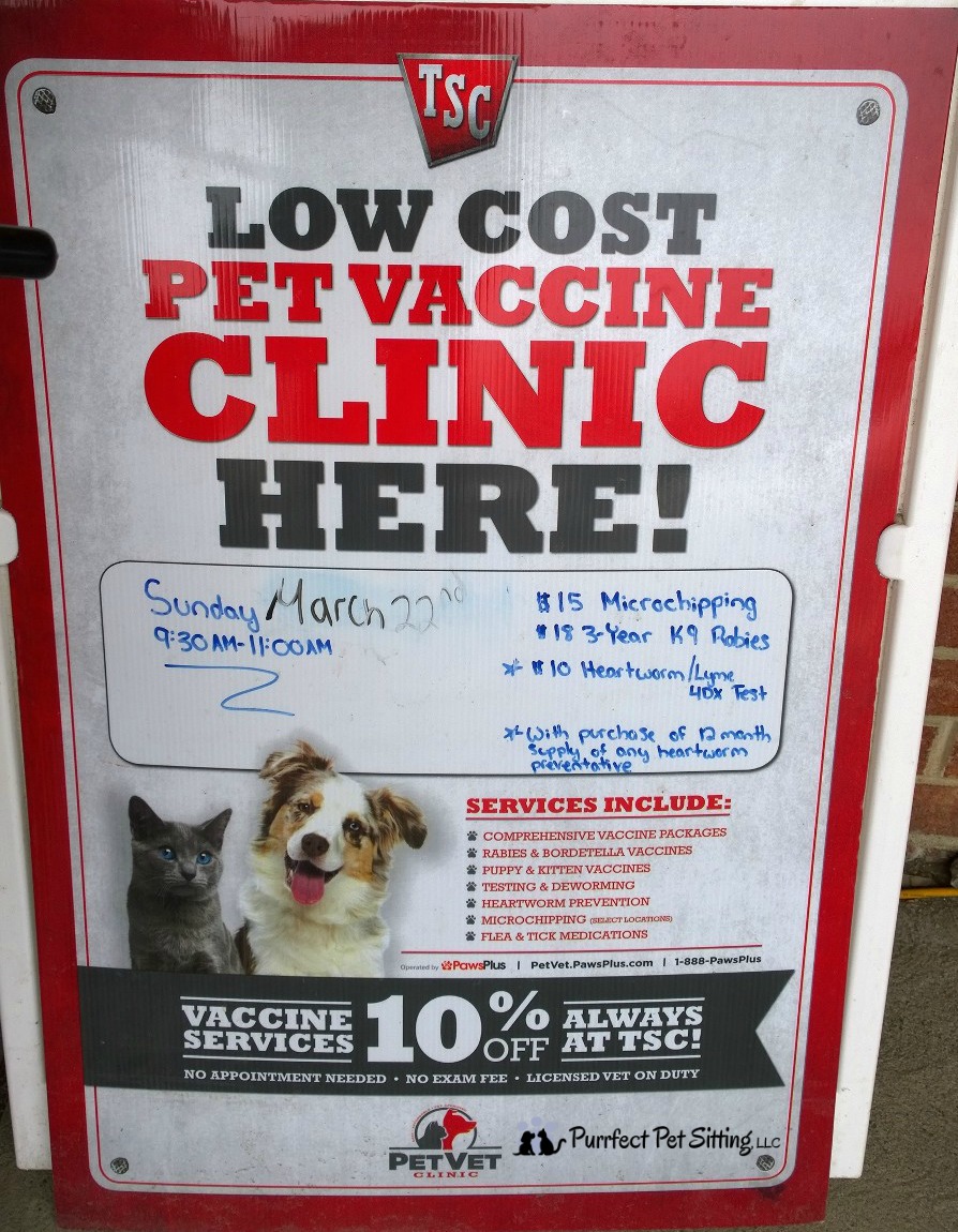 Low Cost Pet Vaccination Clinic At Tractor Supply March 22 2015 Purrfect Pet Sitting Llc East Greenbush Ny